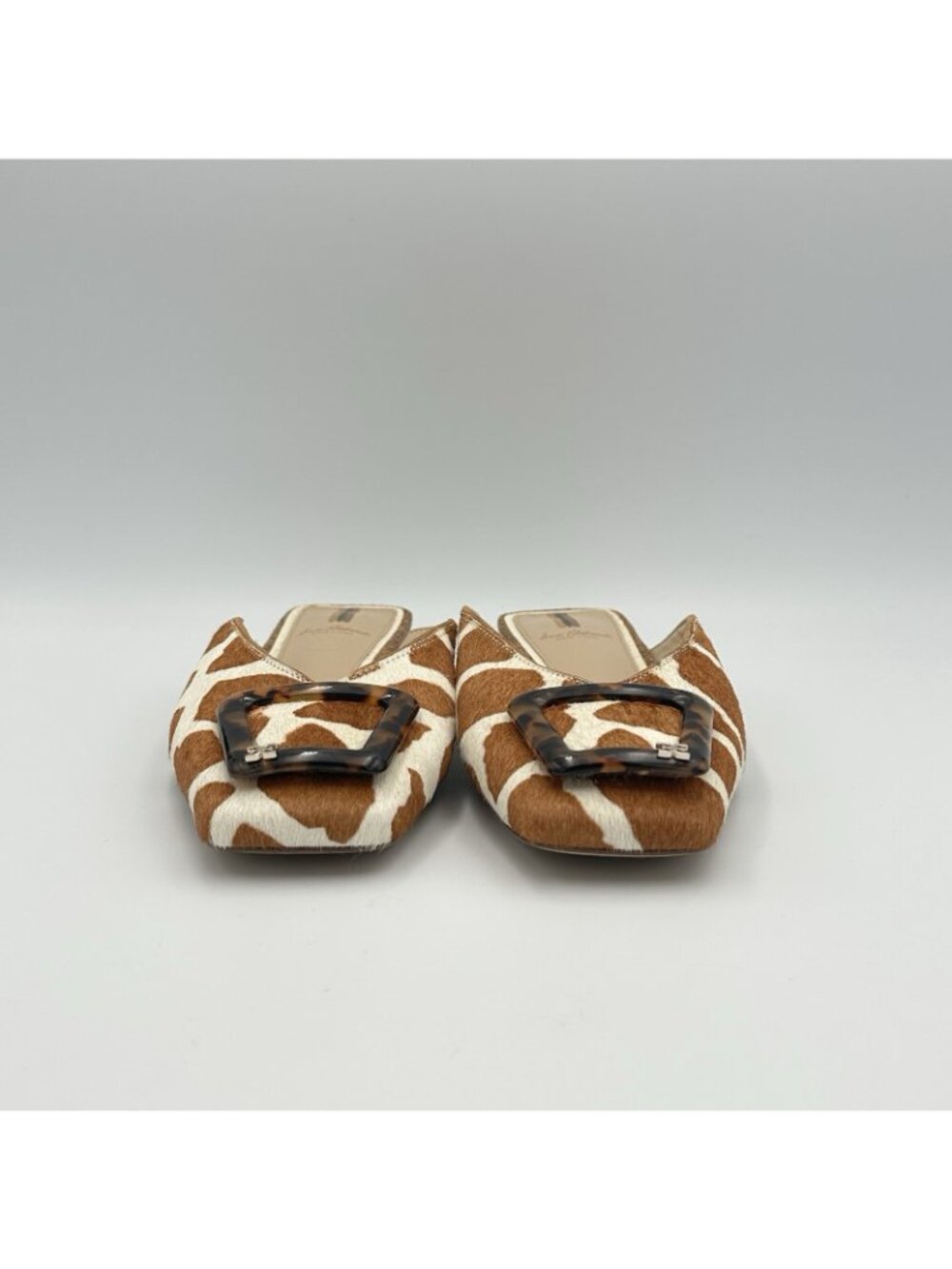 Sam Edelman Brown White Giraffe Print Slide Loafers with Buckle - Picture 3 of 10